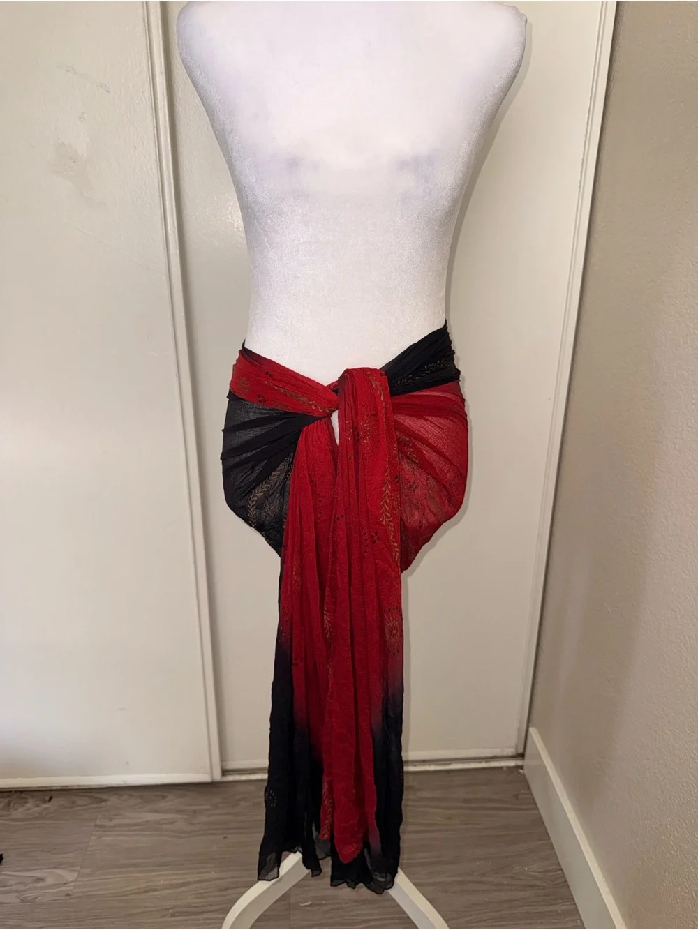 Red and Black Sheer scarf Wrap